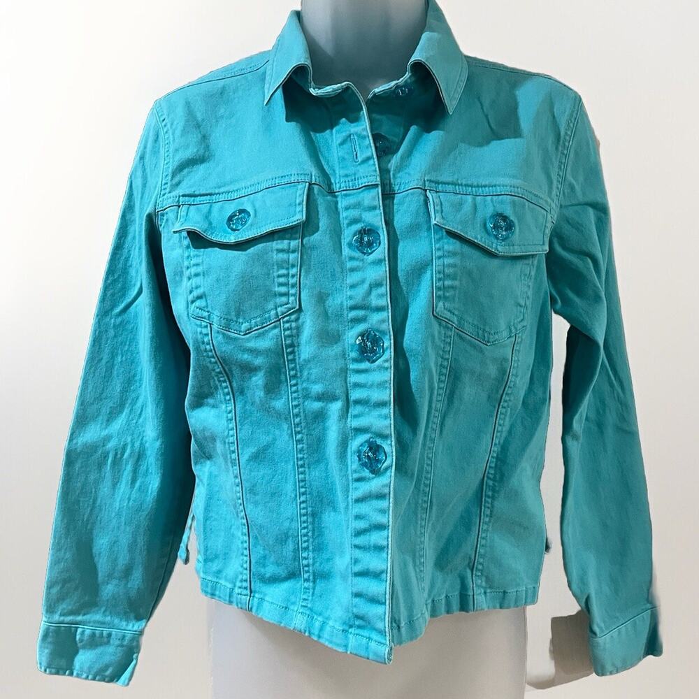 Cato Women's Size Small Teal vibrant Vintage Jacket Short Crop